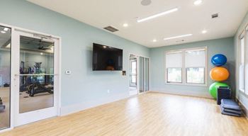 Yoga room with fitness on demand